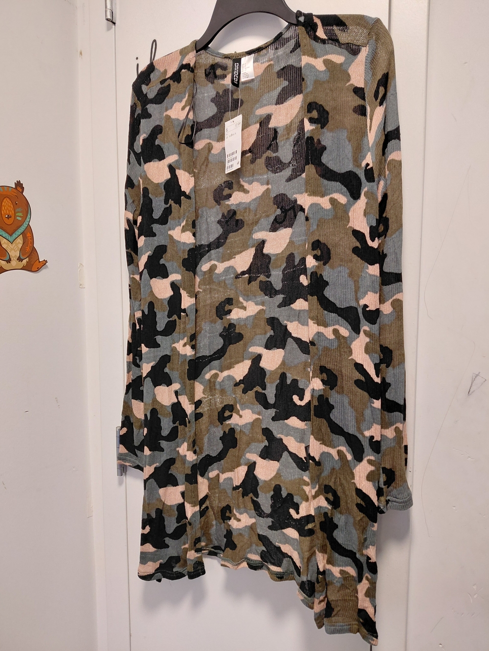 H&M Camouflage High-Low Skirt in Olive, Black & Blush